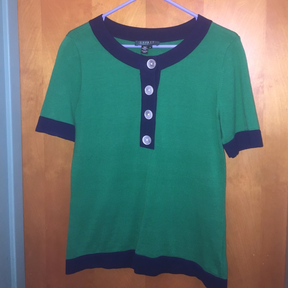 Kelly green and navy blue Ralph Lauren sweater